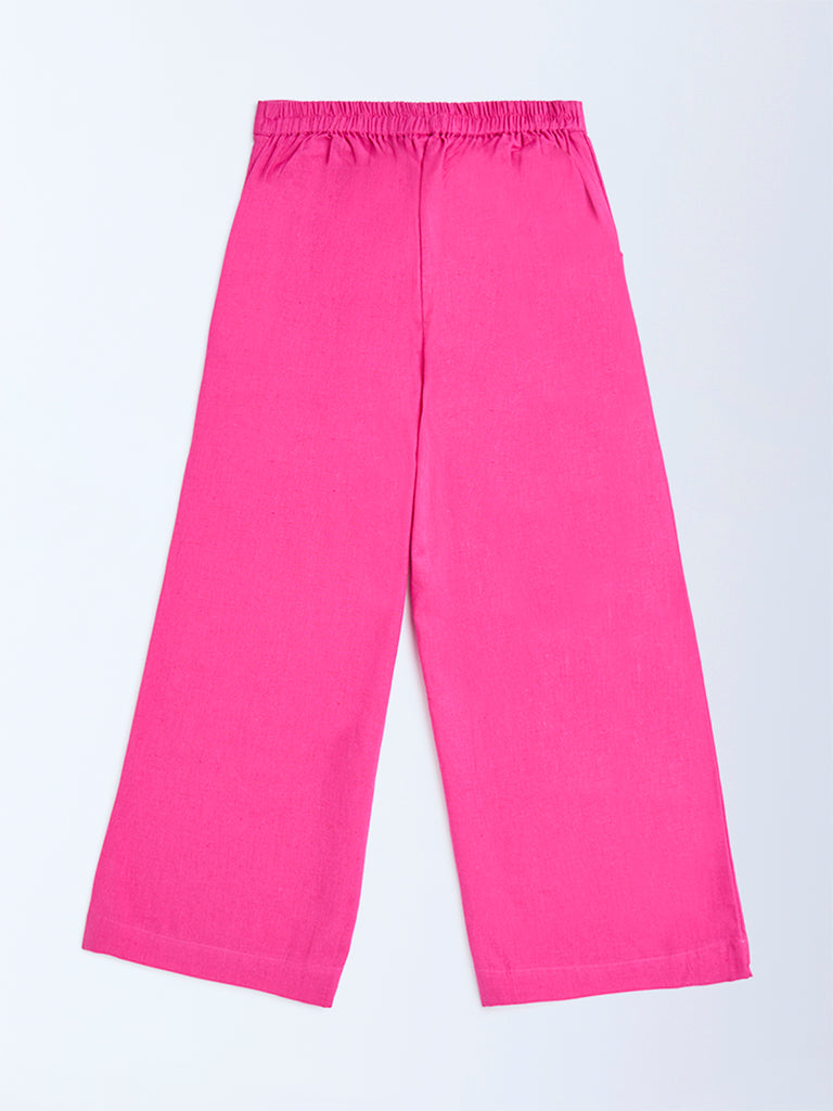 Utsa Kids Magenta Solid Cotton-Blend Pants - (8-14yrs) - Image 2