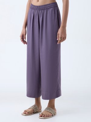 Zuba Dark Purple Solid Pants