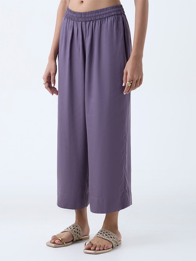 Zuba Dark Purple Solid Pants