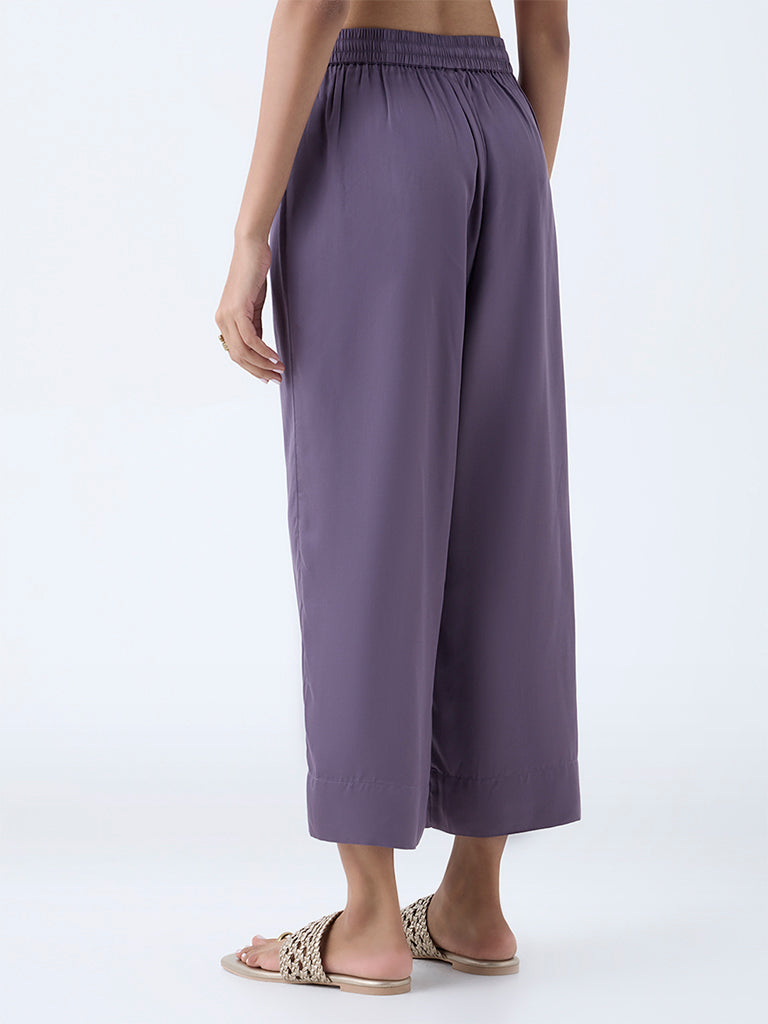 Zuba Dark Purple Solid Pants - Image 4
