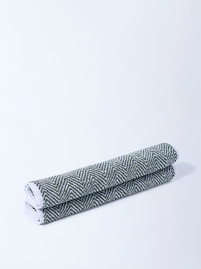 Westside Home Sage Chevron Design Face Towel (Set of 2) - Image 2