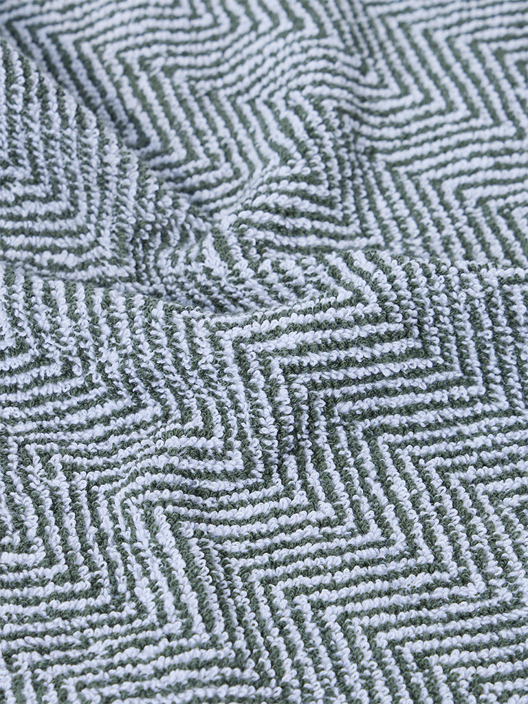 Westside Home Sage Chevron Design Face Towel (Set of 2) - Image 3