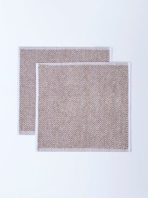 Westside Home Brown Chevron Design Face Towel (Set of 2)
