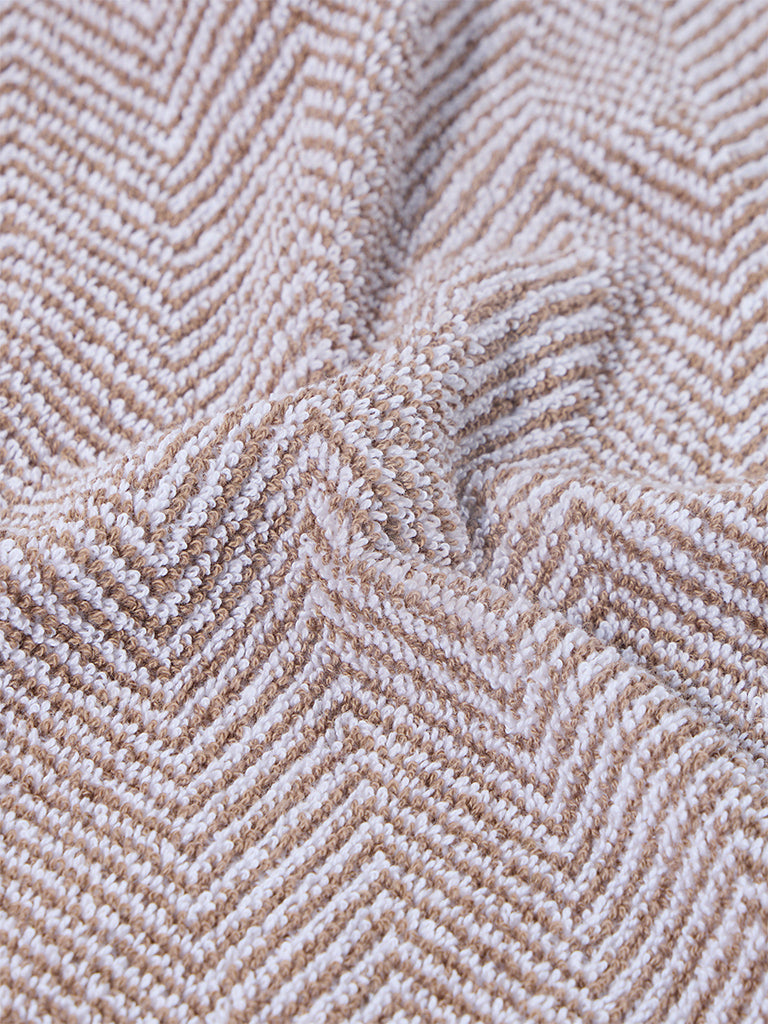 Westside Home Brown Chevron Design Face Towel (Set of 2) - Image 3