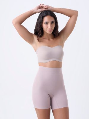 Wunderlove Light Taupe Cotton-Blend Shapewear Shorts