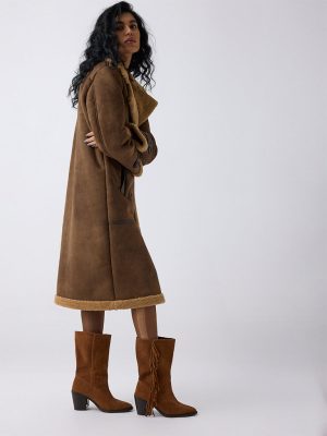 LUNA BLU Tan Fringe-Detailed Suede Boots