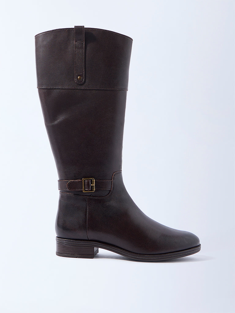 LUNA BLU Dark Brown Tall Leather Boots