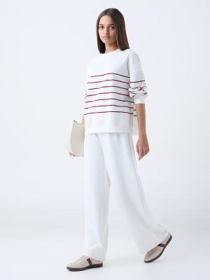 LOV White Striped Cotton Sweatshirt