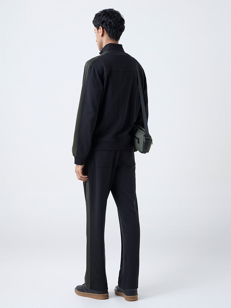 Studiofit Black Striped Relaxed-Fit Mid-Rise Track Pants - Image 5