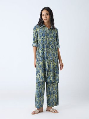 Utsa Green Printed Straight Kurta