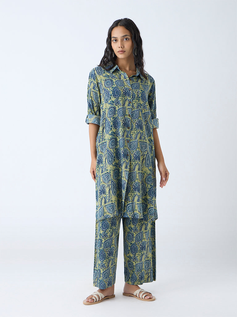 Utsa Green Printed Straight Kurta