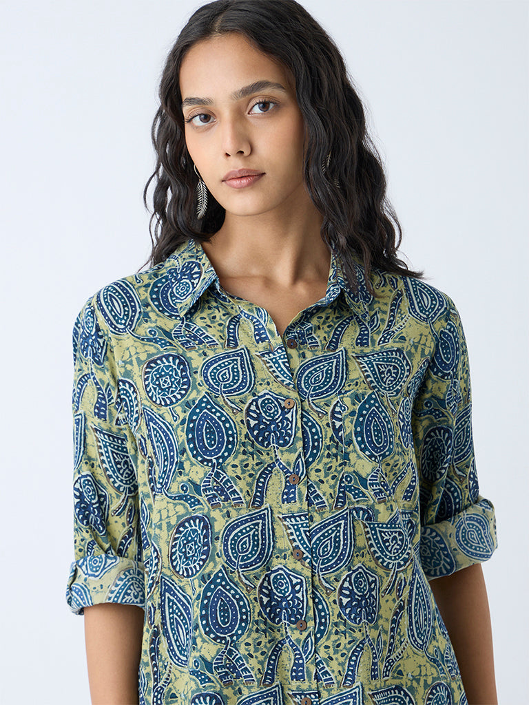 Utsa Green Printed Straight Kurta - Image 3