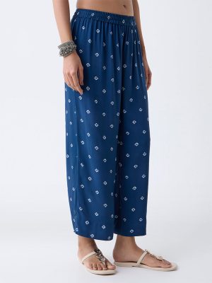 Utsa Navy Bandhani Pants