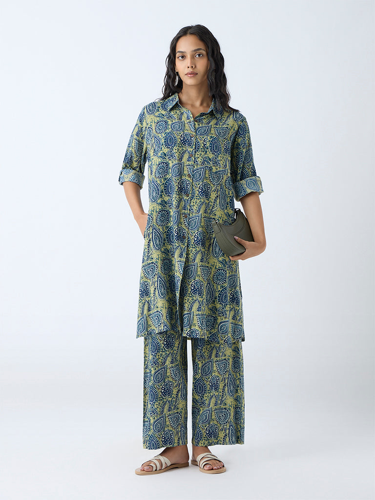 Utsa Green Printed Ethnic Pants - Image 2