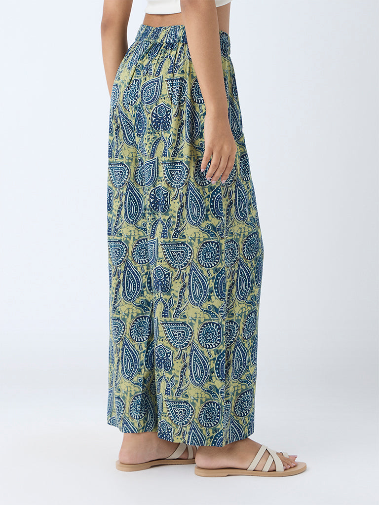 Utsa Green Printed Ethnic Pants - Image 4