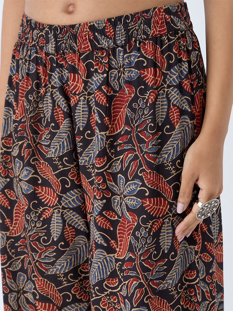 Utsa Maroon Nature-Inspired Ethnic Pants - Image 3