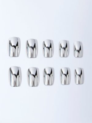Studiowest Silver Metal Press-On Nail Set