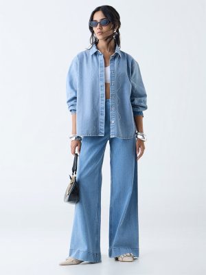 LOV Light Blue Diamante Embellished Denim Jacket