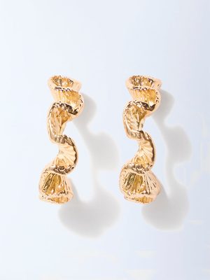 Westside Accessories Gold Ruffled Small Hoop Earrings