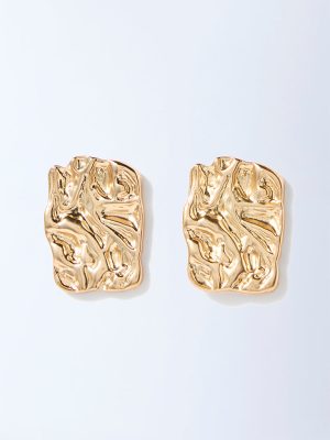 Westside Accessories Gold Molten-Textured Stud Earrings