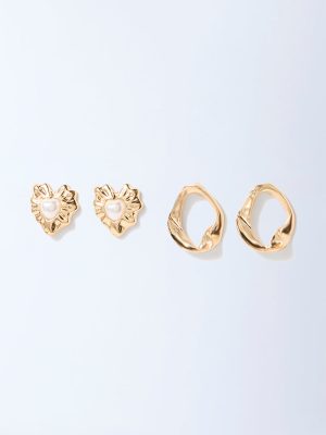 Westside Accessories Gold Pearlescent Stud Earrings - Pack of 2