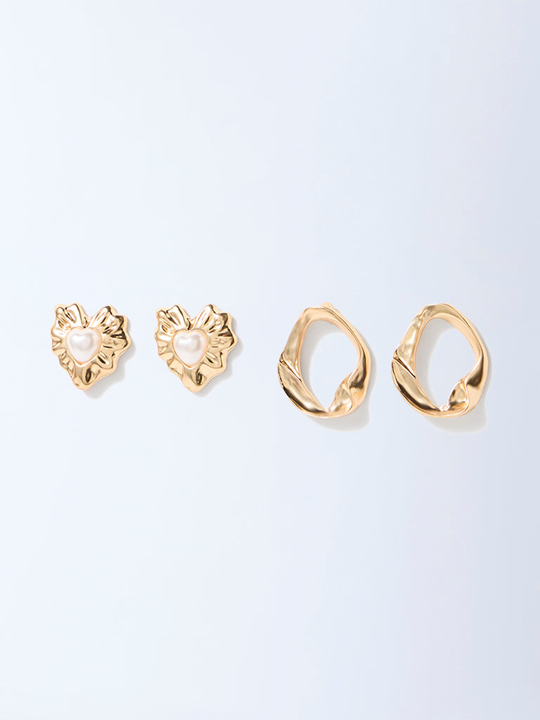 Westside Accessories Gold Pearlescent Stud Earrings - Pack of 2