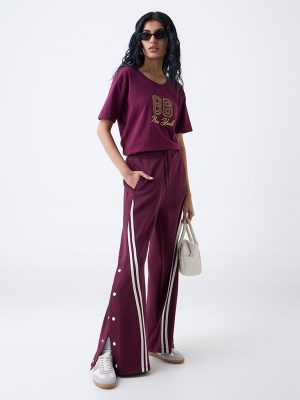 Studiofit Plum Striped High-Rise Pants