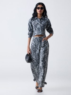 Nuon Grey Camouflage Printed Cotton-Blend Jacket