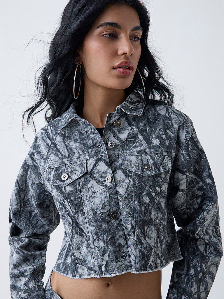 Nuon Grey Camouflage Printed Cotton-Blend Jacket - Image 3