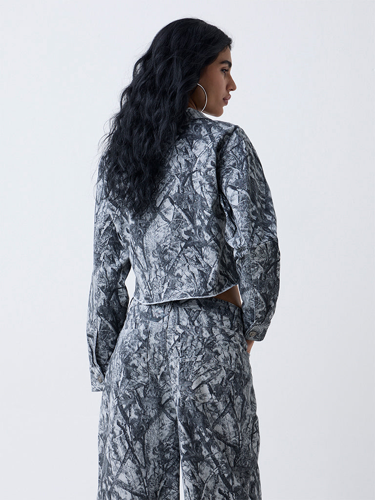 Nuon Grey Camouflage Printed Cotton-Blend Jacket - Image 4