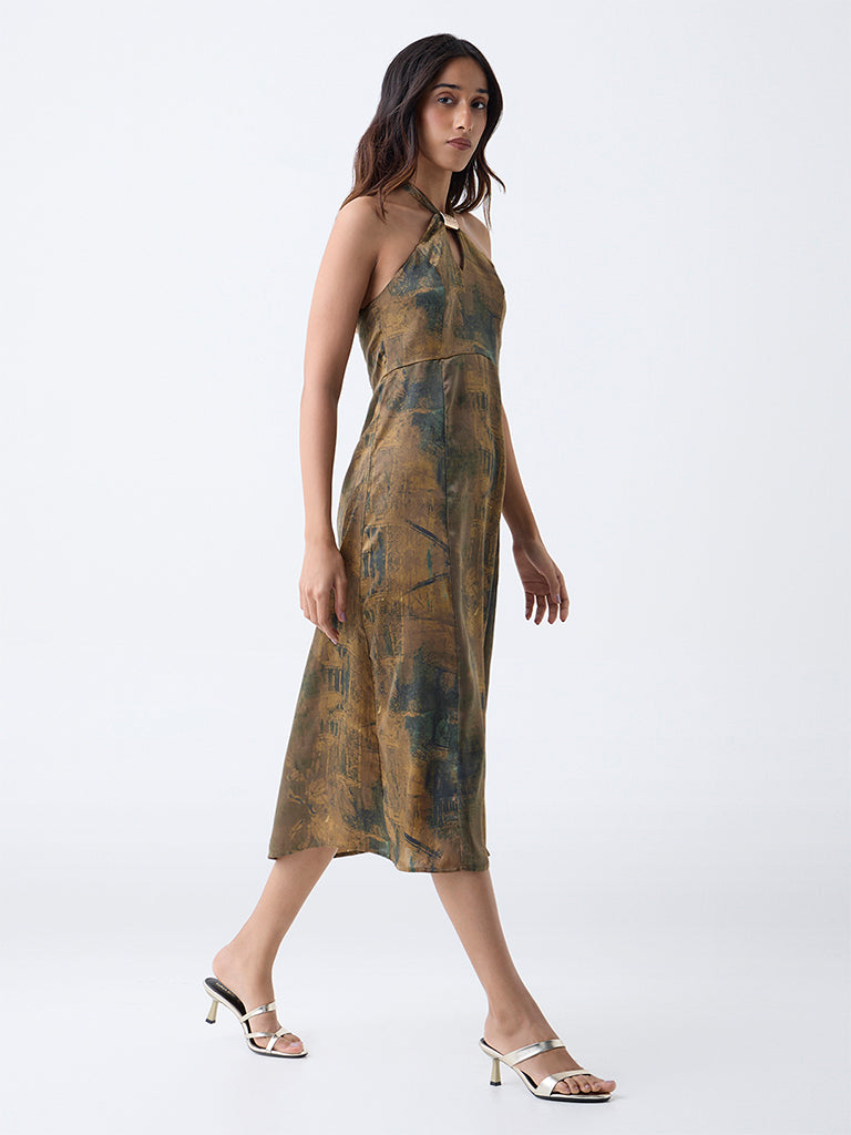 LOV Multicolour Abstract Halter-Neck A-Line Dress - Image 2