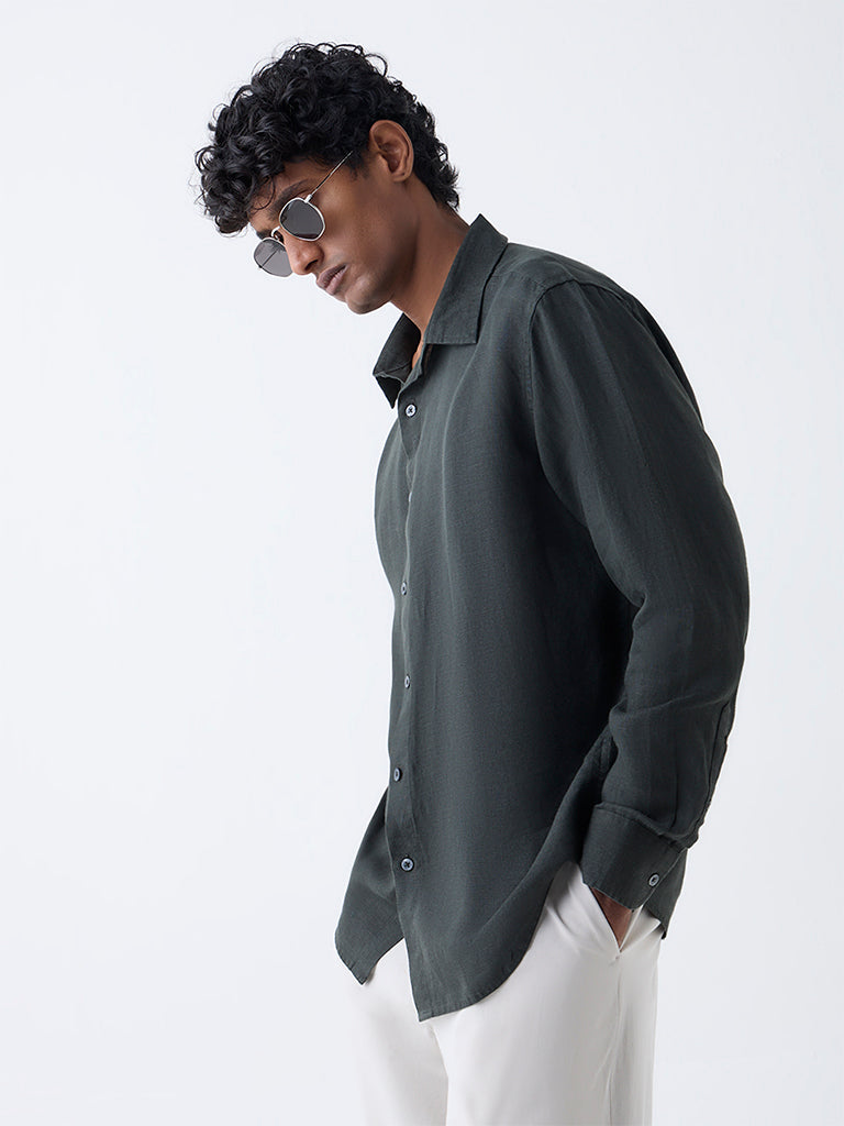 Ascot Green Relaxed-Fit Linen Shirt - Image 2