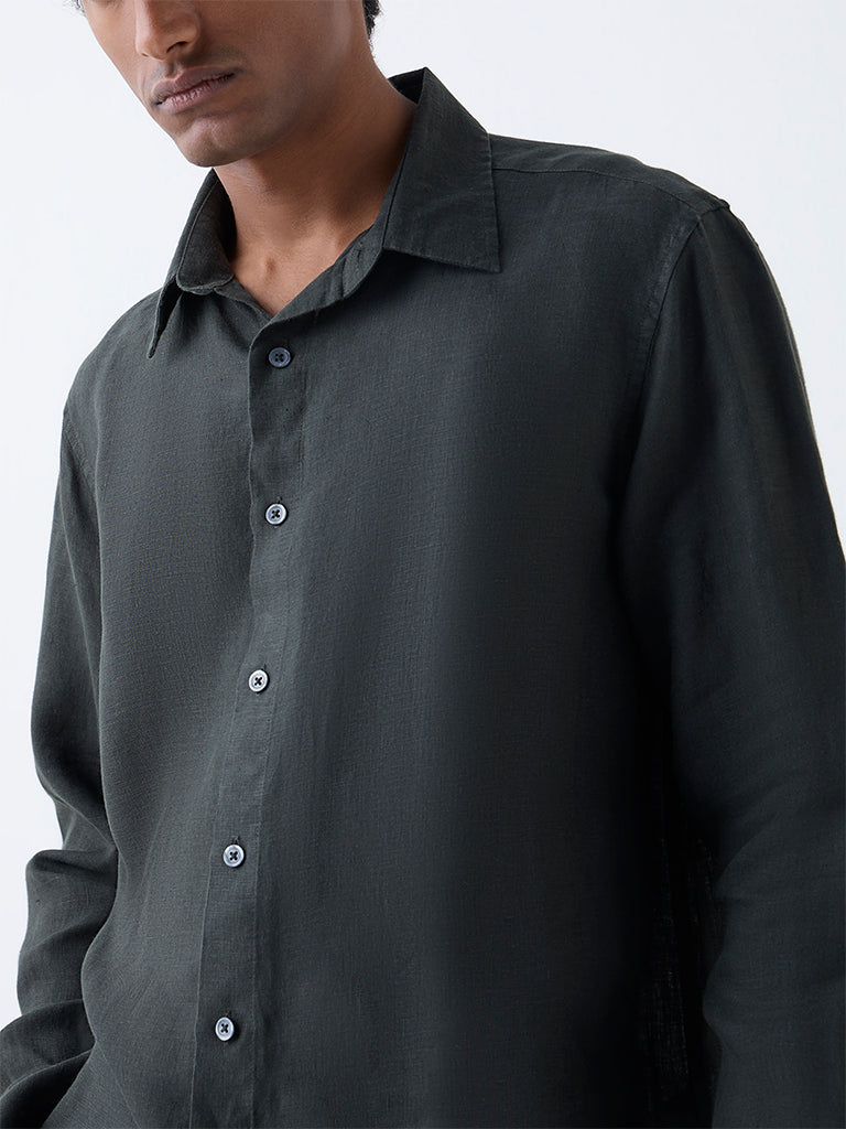 Ascot Green Relaxed-Fit Linen Shirt - Image 3
