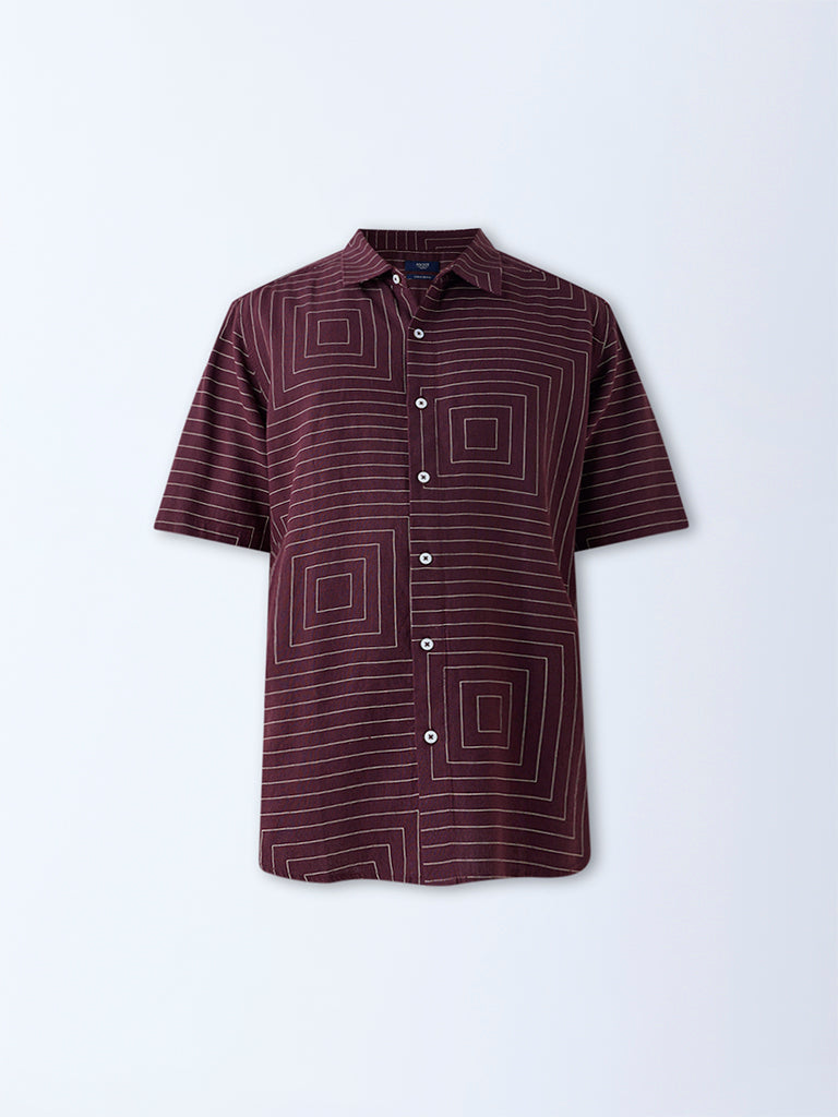 Ascot Wine Abstract Patterns Relaxed-Fit Shirt - Image 5