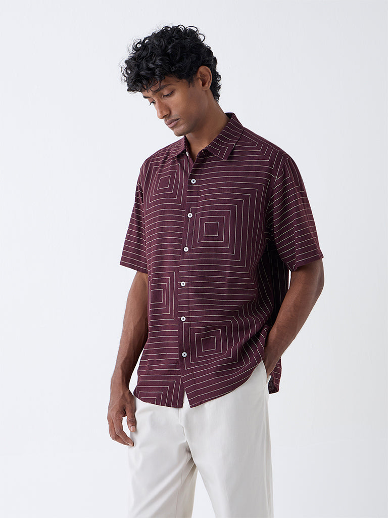 Ascot Wine Abstract Patterns Relaxed-Fit Shirt - Image 2