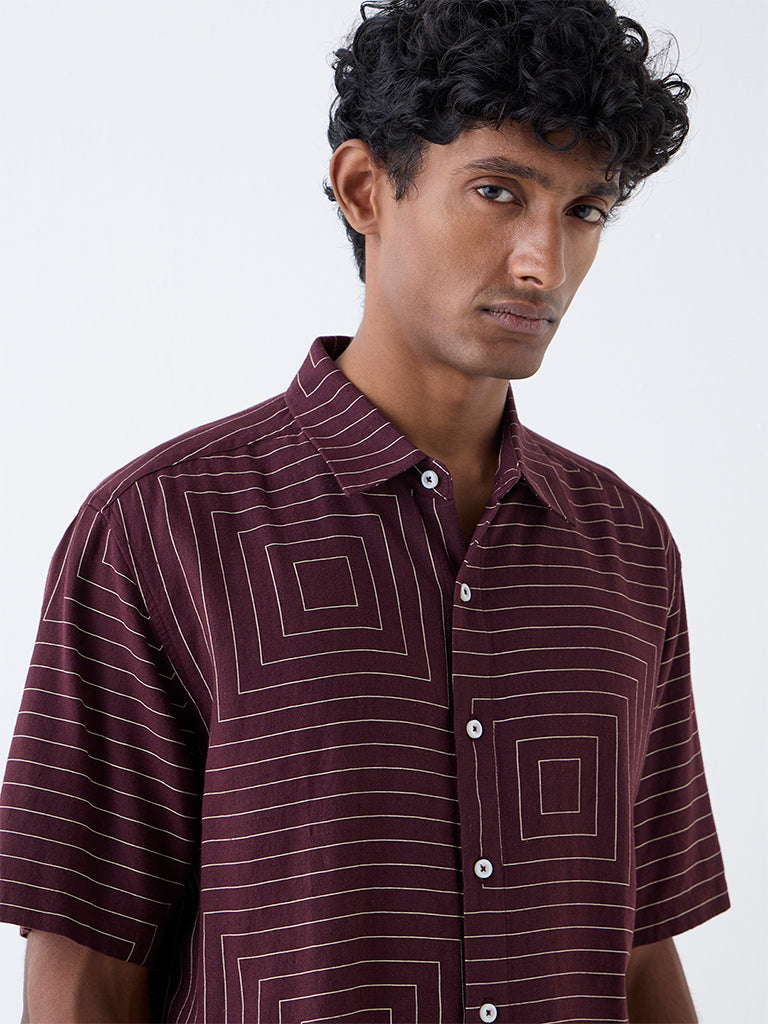 Ascot Wine Abstract Patterns Relaxed-Fit Shirt - Image 3