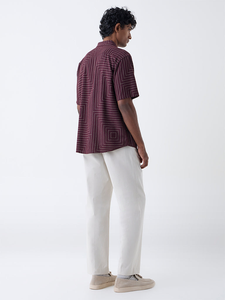 Ascot Wine Abstract Patterns Relaxed-Fit Shirt - Image 4