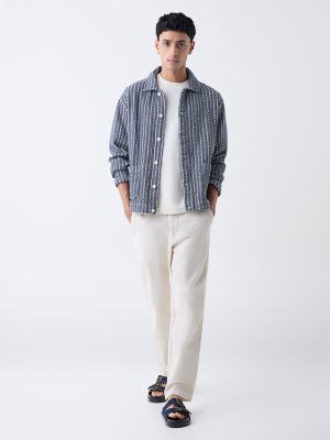 ETA Indigo Embroidered Relaxed-Fit Cotton Jacket