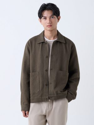 ETA Olive Textured Relaxed-Fit Cotton Jacket