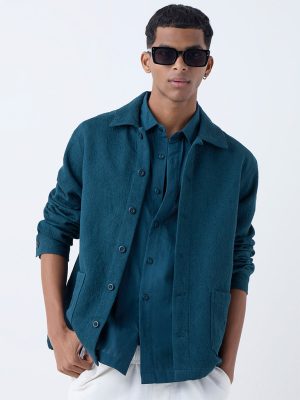 ETA Dark Teal Textured Cotton Jacket