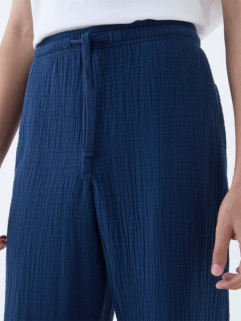 ETA Indigo Textured Relaxed-Fit Mid-Rise Cotton Chinos - Image 3