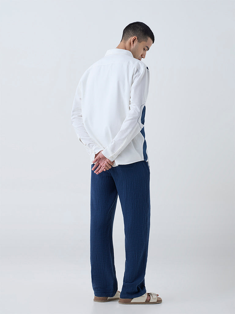 ETA Indigo Textured Relaxed-Fit Mid-Rise Cotton Chinos - Image 4