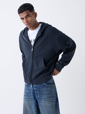 Nuon Dark Green Relaxed-Fit Cotton Hoodie