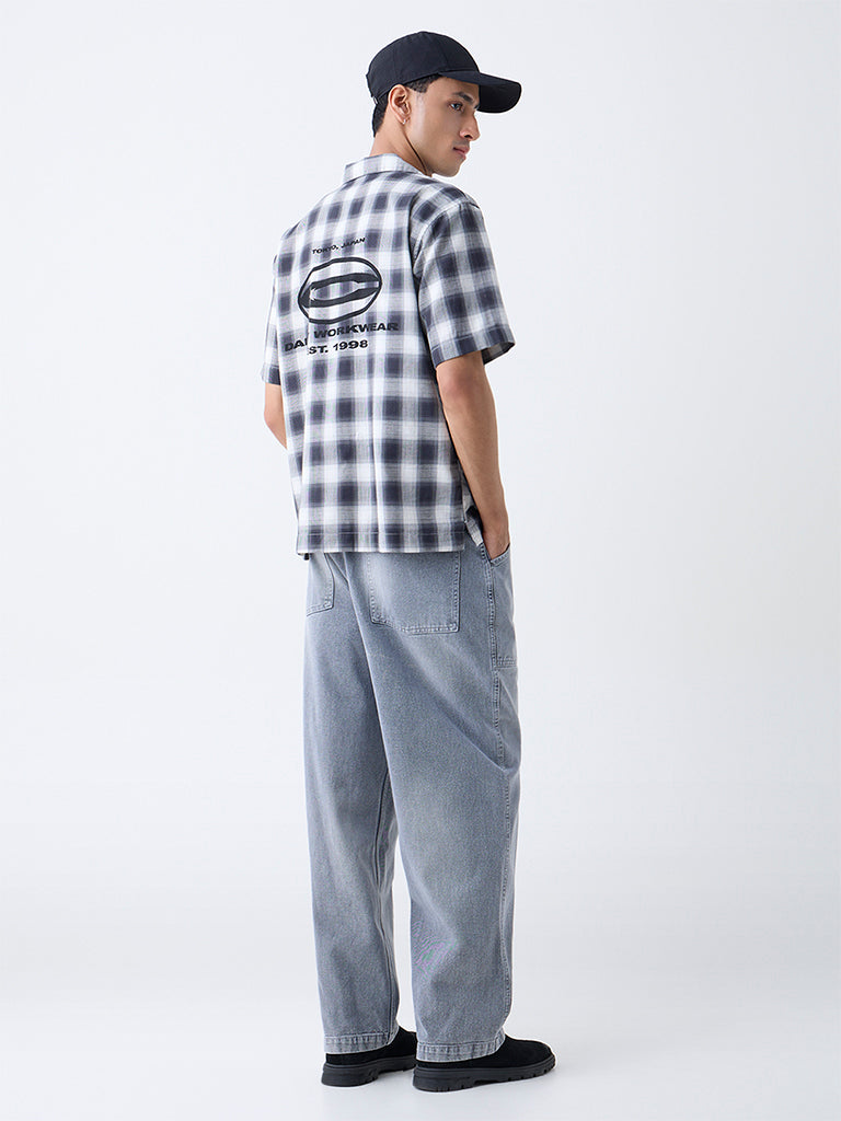 Nuon Black Checkered Relaxed-Fit Cotton Shirt - Image 5