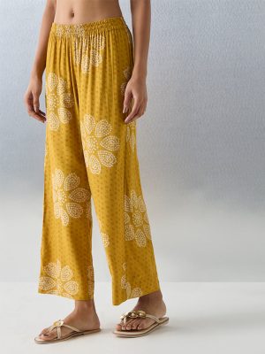 Utsa Mustard Bandhani Printed Pants
