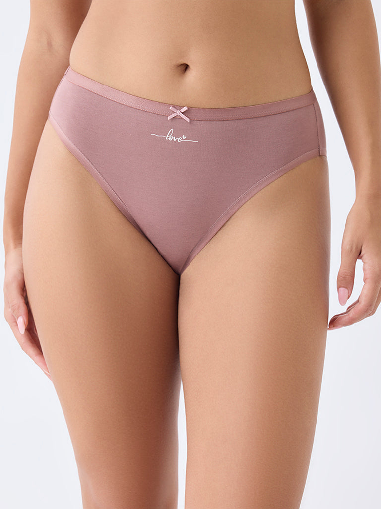 Wunderlove Dusty Pink Cotton-Blend Briefs - Pack of 3 - Image 3