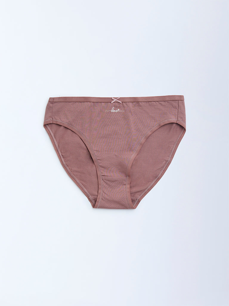 Wunderlove Dusty Pink Cotton-Blend Briefs - Pack of 3 - Image 4