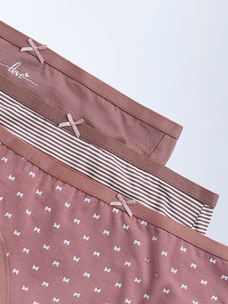Wunderlove Dusty Pink Cotton-Blend Briefs - Pack of 3 - Image 6