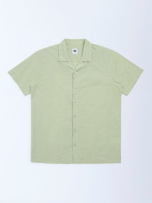 Y&F Kids Sage Embroidered Resort-Fit Cotton Shirt
