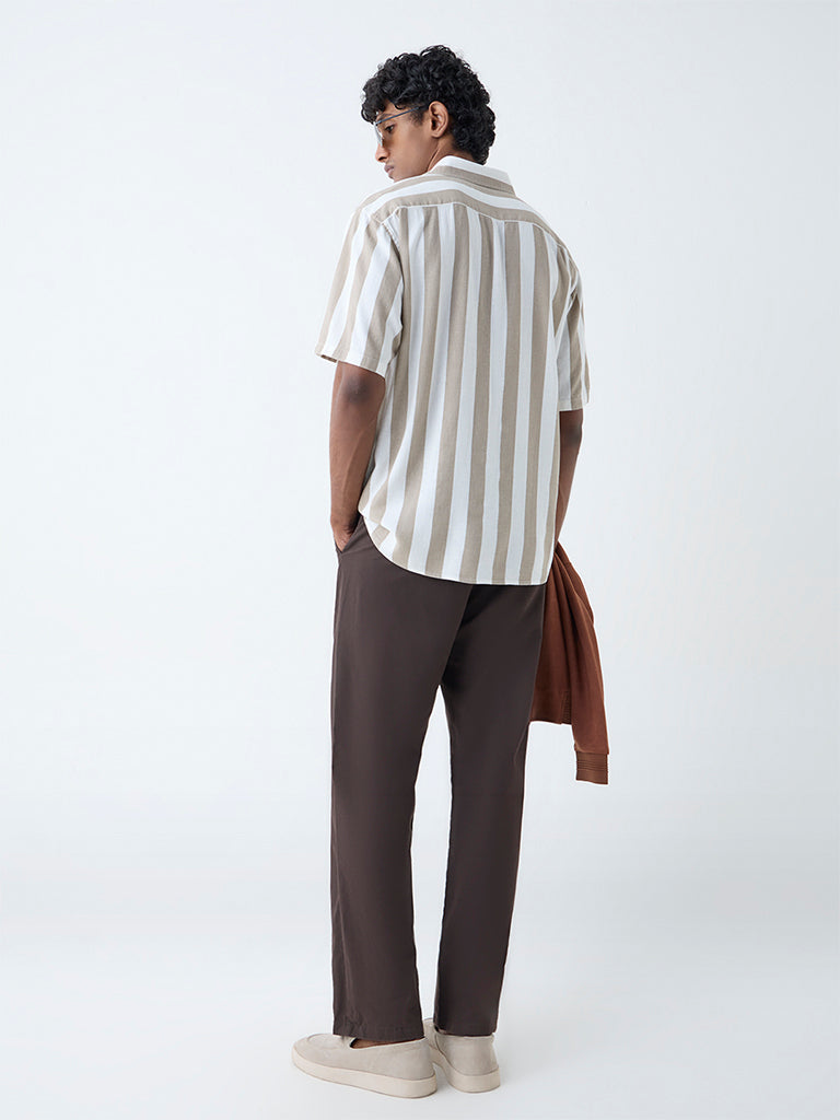 Ascot Beige Stripe Relaxed-Fit Shirt - Image 4
